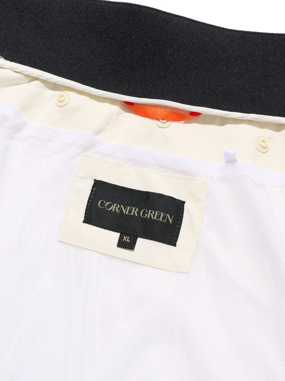DRIVE Cream golf wind jacket: inner back mesh panel detail