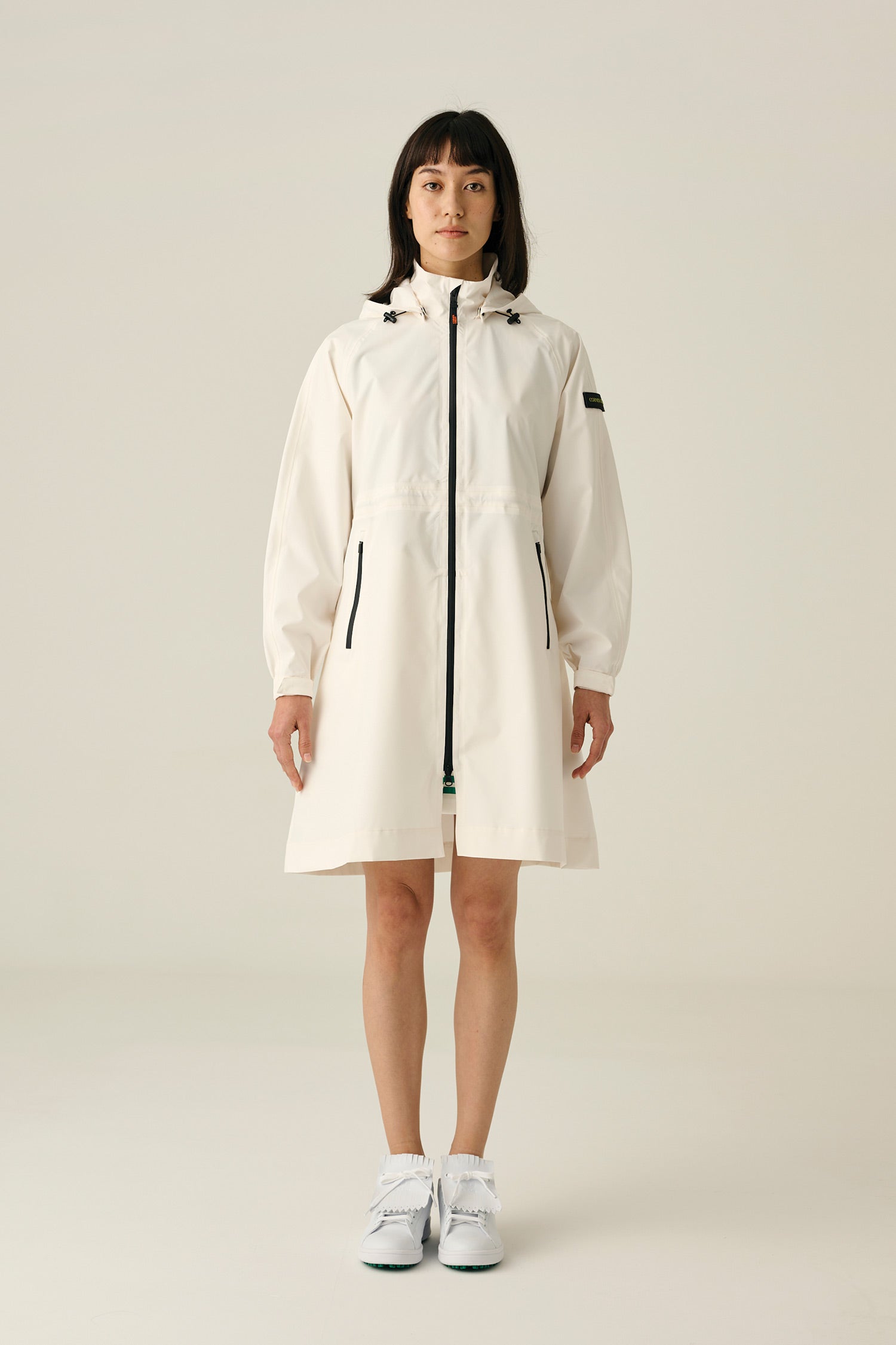 ★MALBON Golf★LIGHT-WEIGHT LONG RAINCOAT(WOMAN)★ゴルフ SWING Womens Golf Raincoat - CREAM