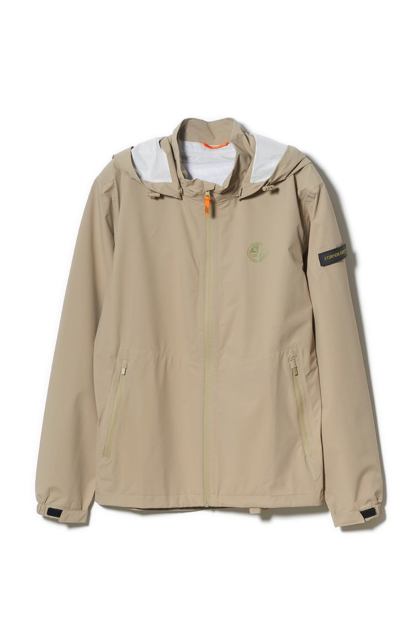 BIRDIE Mens Golf Rain Jacket - Beige CornerGreenGolf