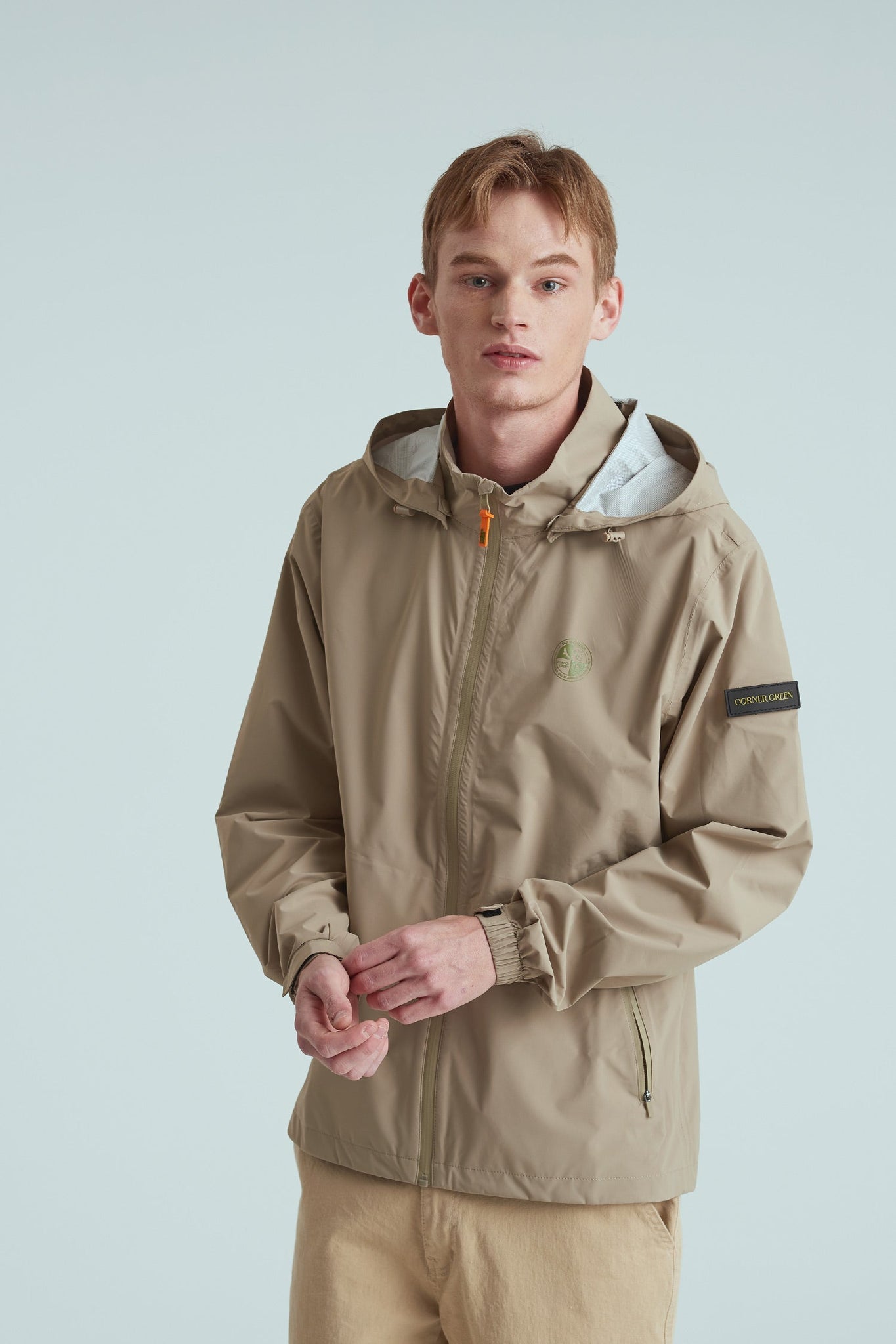 BIRDIE Mens Golf Rain Jacket Beige - Main Image