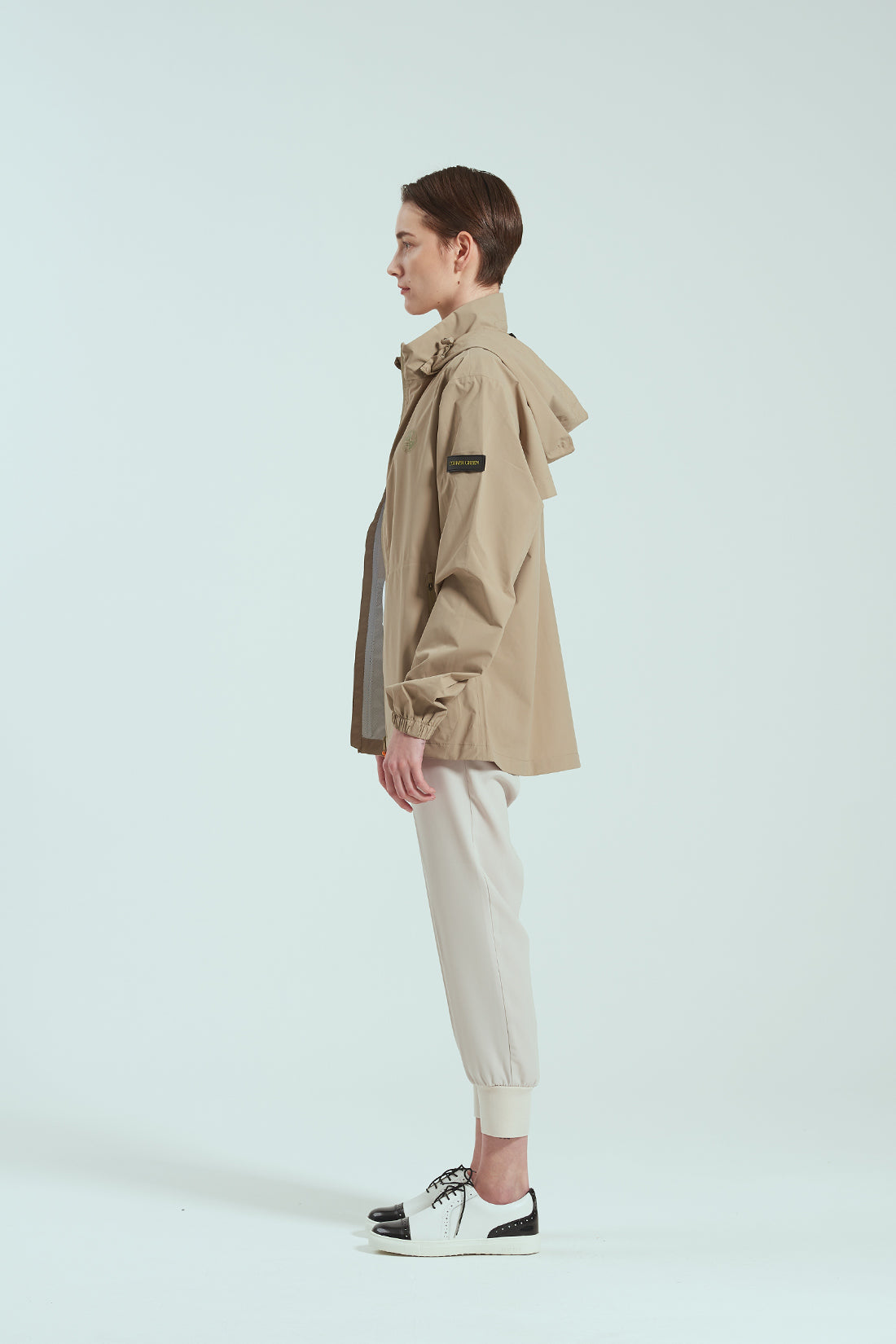 BIRDIE Mens Golf Rain Jacket - Beige CornerGreenGolf